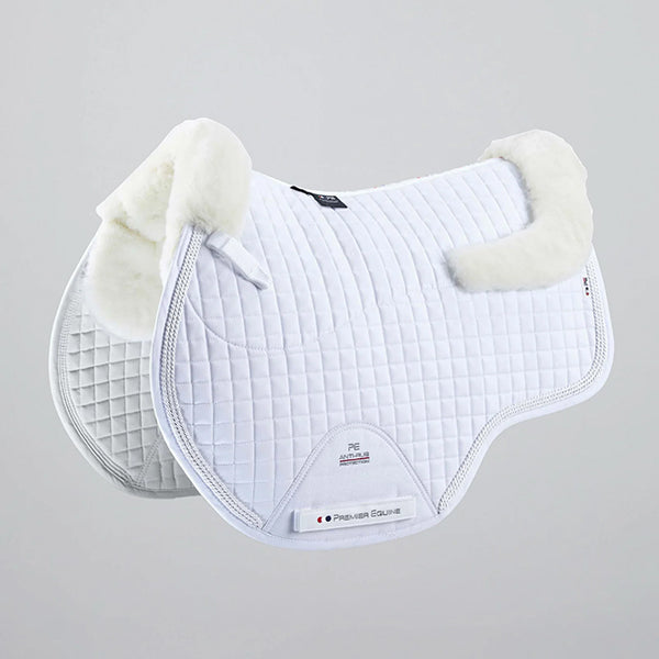 Premier Equine Pony Close Contact Merino Wool Half Lined European GP/Jump Square - White/Natural Wool