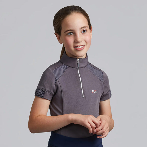 Premier Equine Mini Remisa Girl's Technical Short Sleeve Riding Top – Grey-1